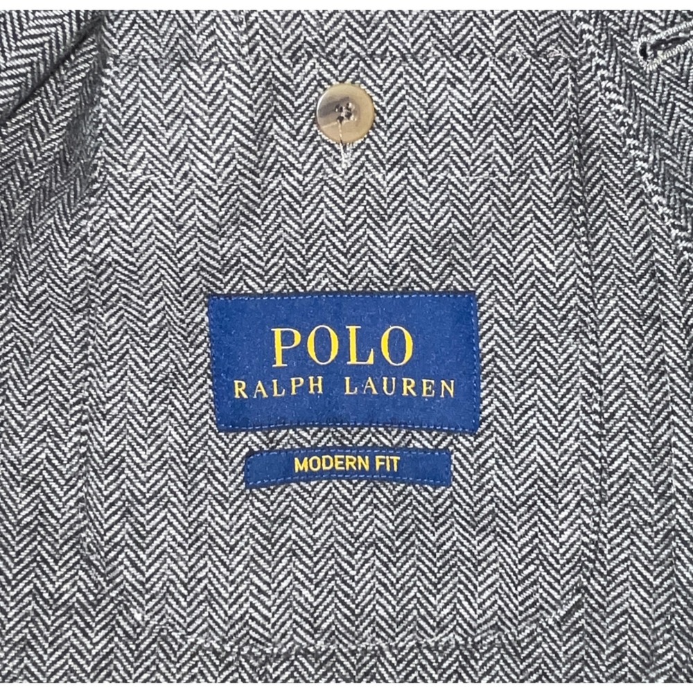 Polo Ralph Lauren Herringbone Blazer Mens 42L Grey Modern Fit Sport Coat